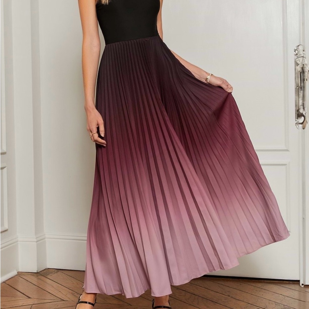 Elegant Ombre Pleated Maxi Skirt